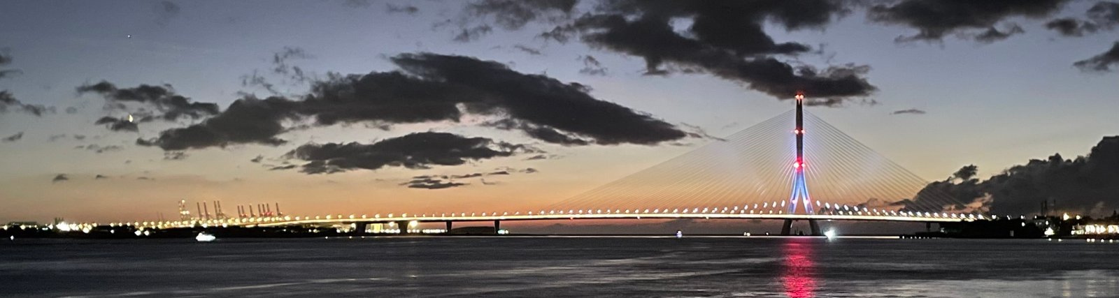 Danjiang Bridge across the Tamsui River estuary